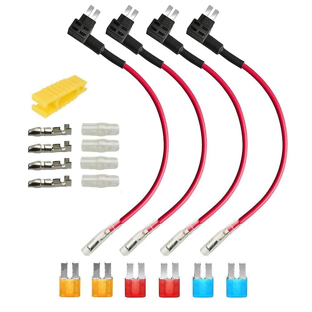 4Pcs 12V-24V Add-A-Circuit Micro2 Fuse Tap, Back Blade Fuse Holder with Wire Harness