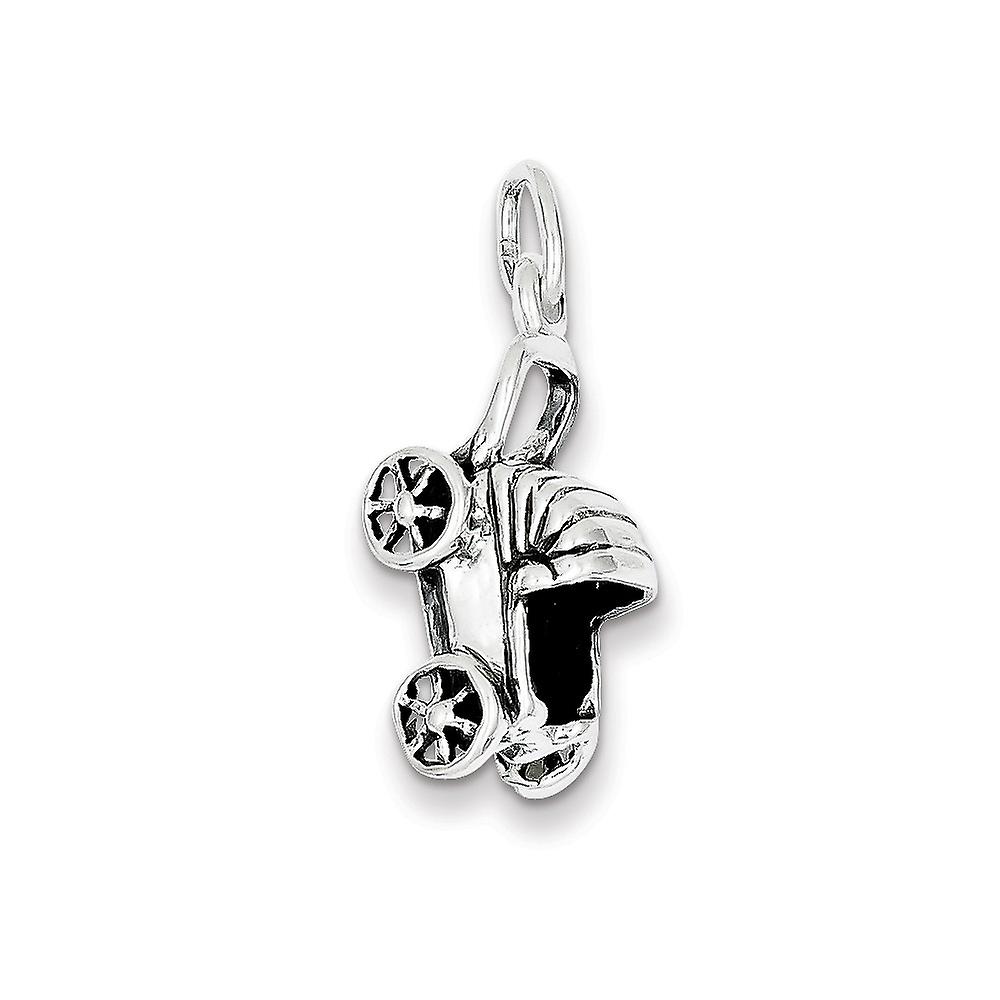925 Sterling Silver Solid Polished Artisan Oxidized Buggie Charm 28.25x10mm Wide Pendant Necklace for Women