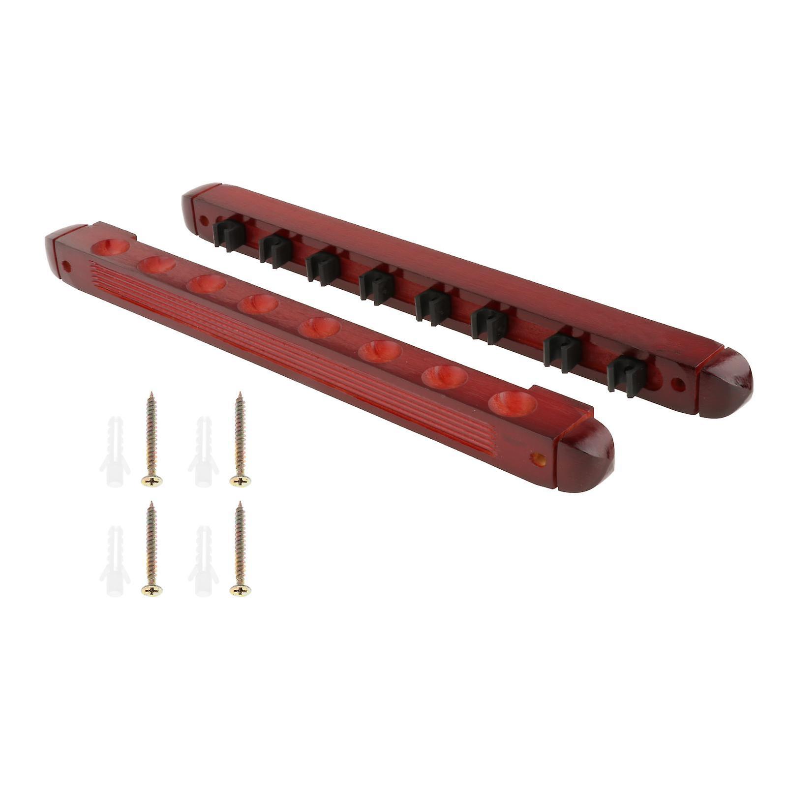 8 Pools Billiard Cue Rack Wall Mounted Cue Rest Pool Stick Holder Red