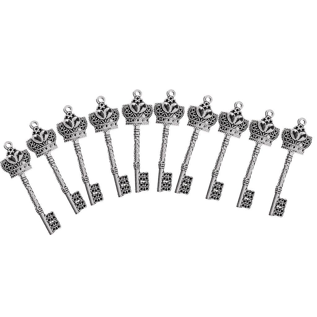 10pcs Skeleton Key Bottle Opener Keyring Chain Metal Bar Tool Sliver Color