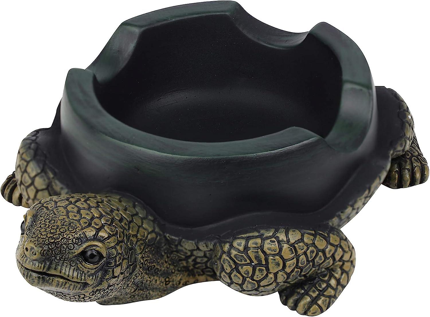 Large Turtle Ashtray - Cigar Use - Dark Green Resin - Discrete Decoration - Smoker Enthusiast - Cigarettes - Smokeless