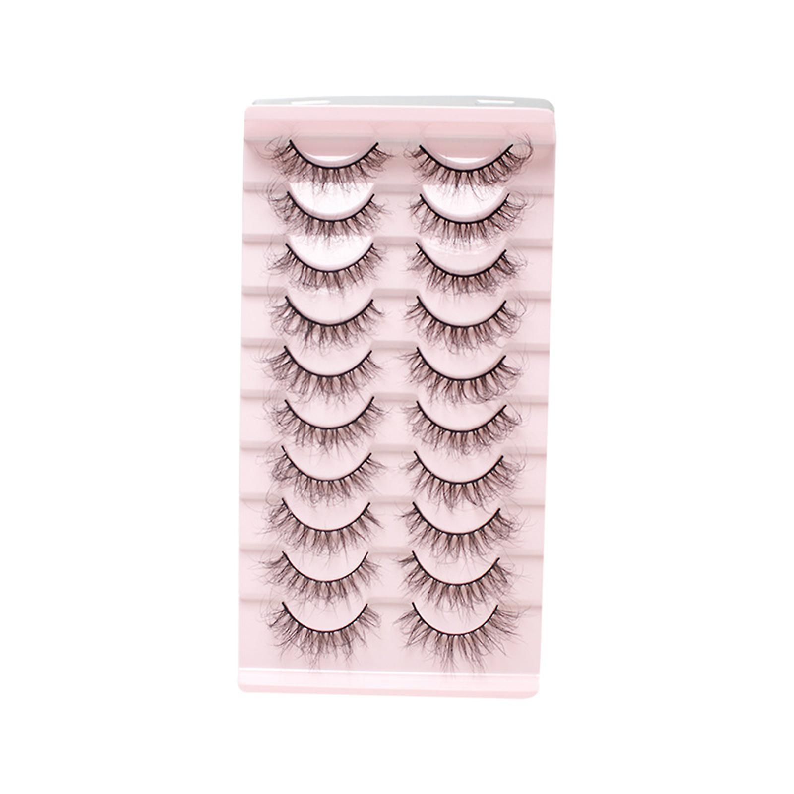 10 Pairs Dense Soft Artificial Eyelashes Diy Fluffy Effect Lightweight Lashes