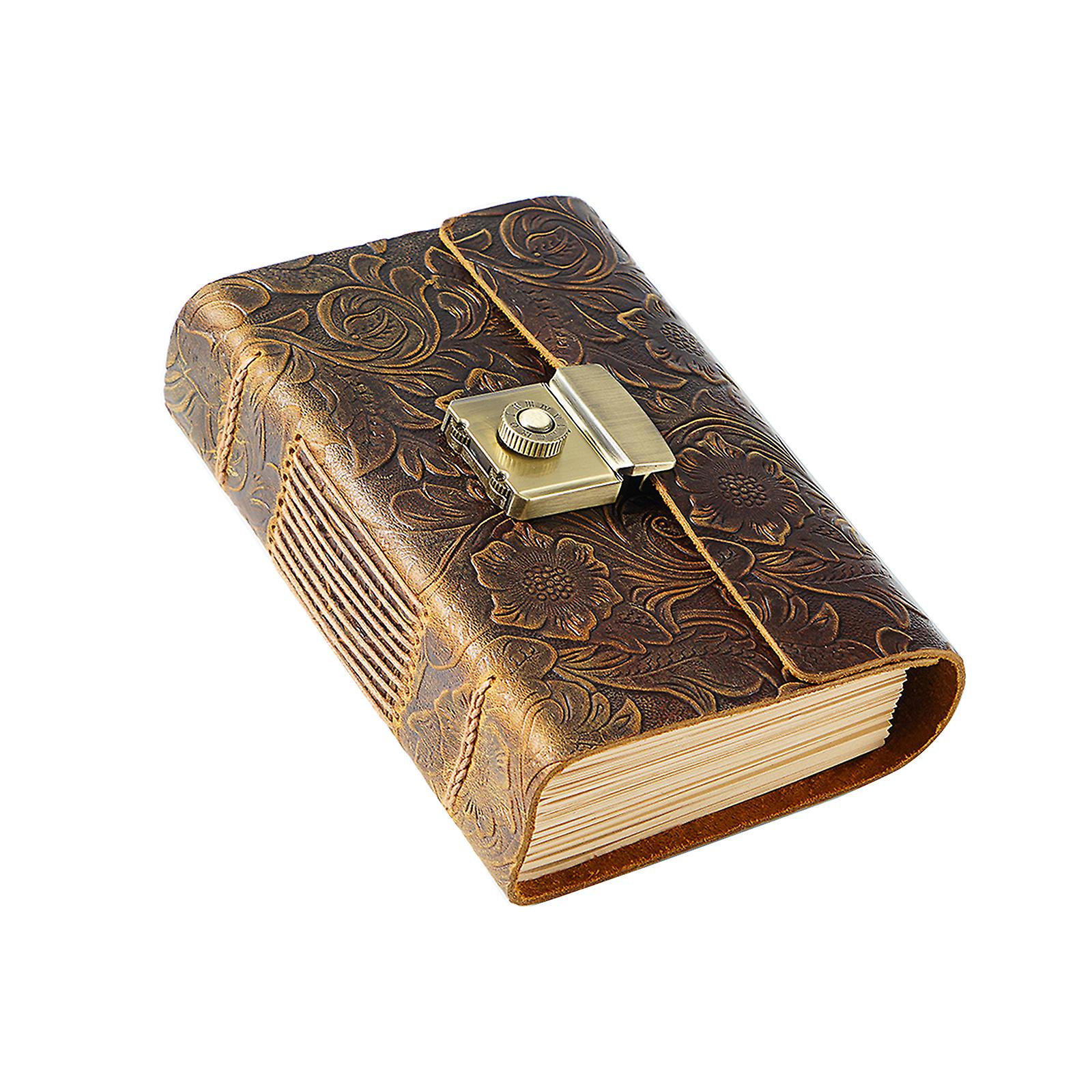 Antique Scrapbook Notepad Travel Journal Notebook Password Lock for Women Men