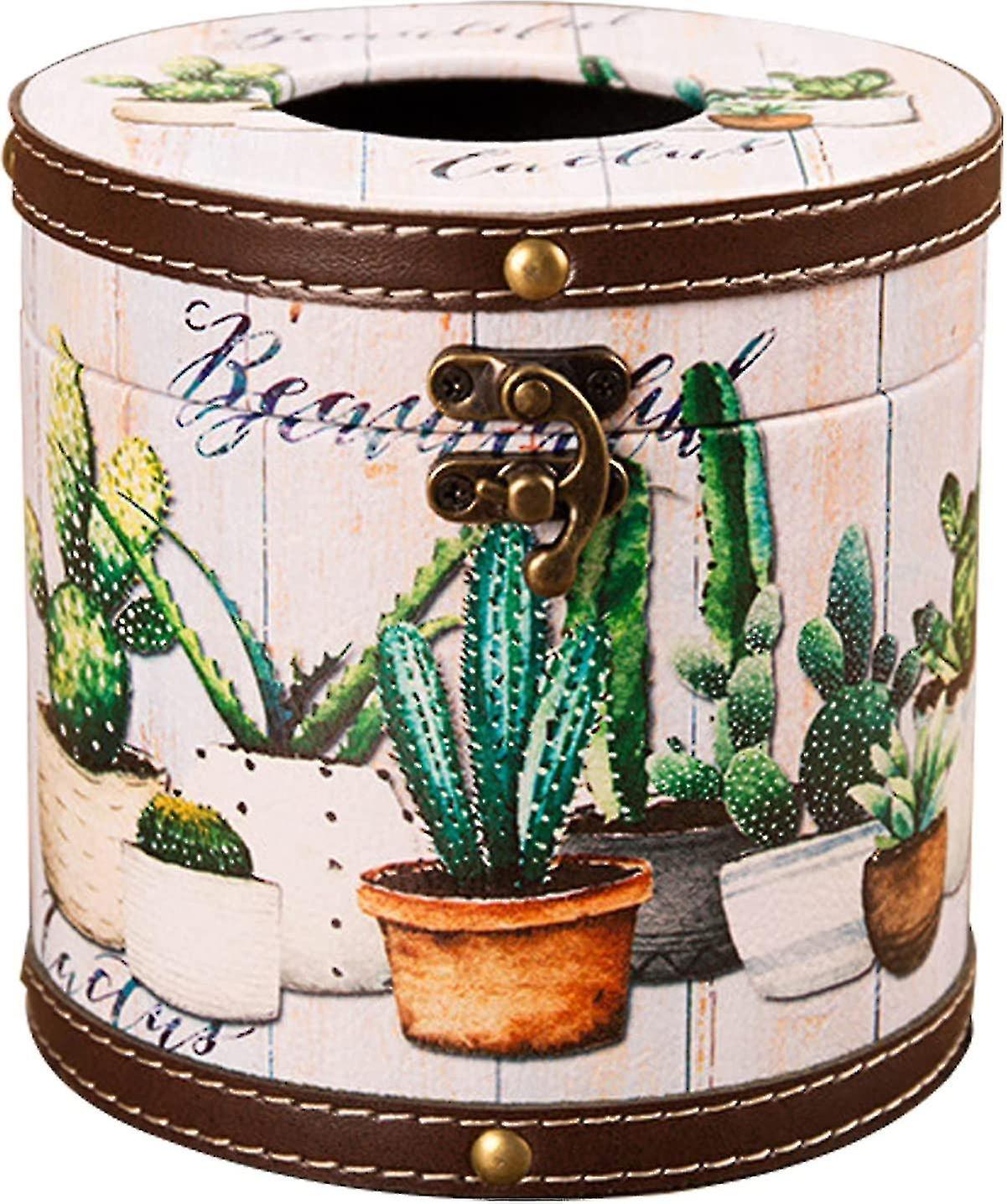 Round Retro Leather Distribution Device Thin Paper Rack