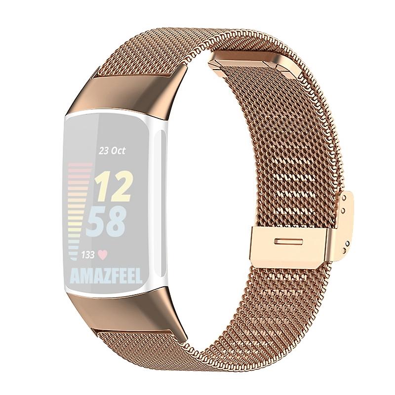 For Fitbit Charge 6/5 Adjustable Watchband Luxurious Metal Mesh Watch Strap Replacement Wristband