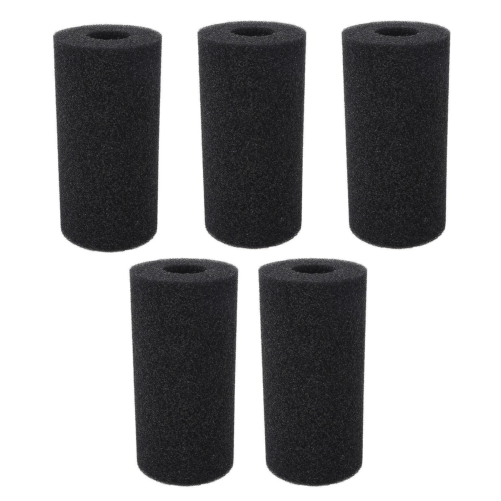 5 Reusable Black PU Sponge Filter Cylinders for Pool Pump Care