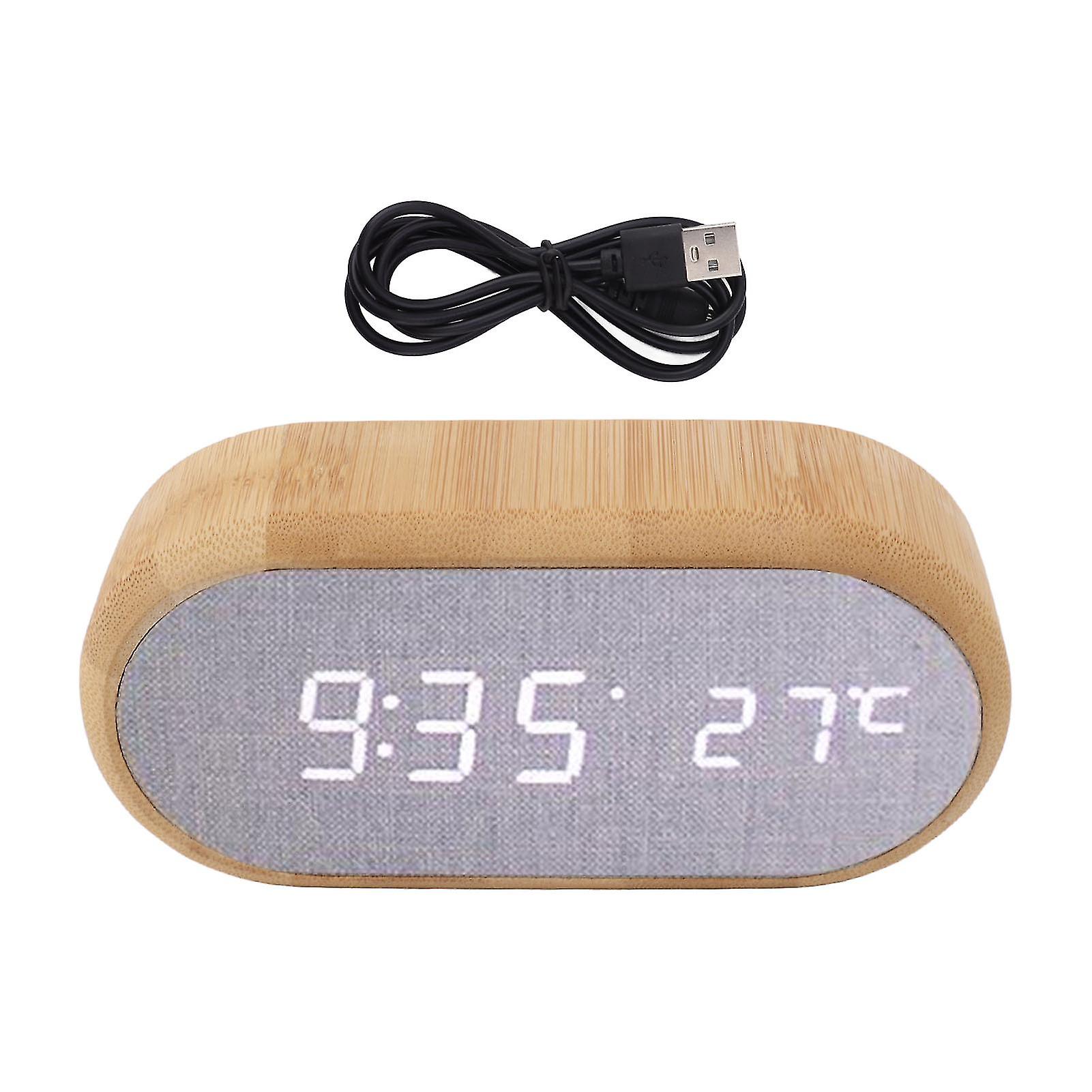 Wooden Alarm Clock, Digital Voice Control, Luminous LED, USB Plug, Electronic Alarm Clock, Home Decoration