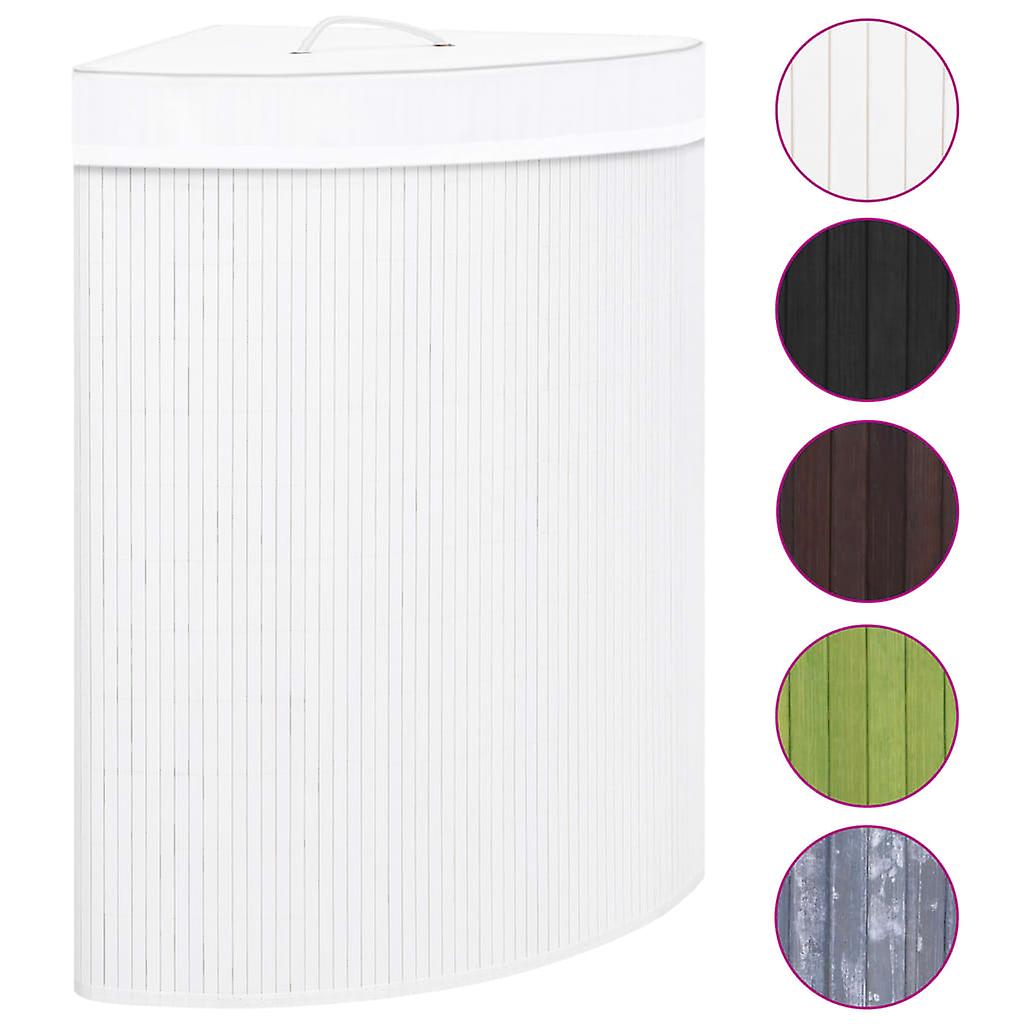 Corner Laundry Basket Bamboo White 60 L