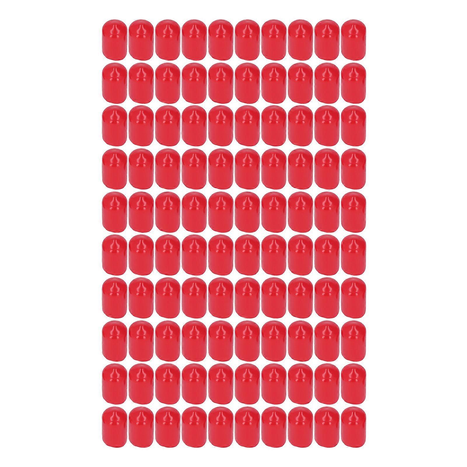 100Pcs End Cap Cover PVC Round Flexible Flame Retardant Screw Thread Protector Red