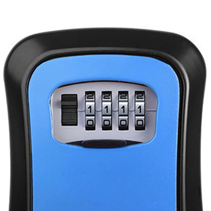 Key Box Wall Mounted 4 Digit Aluminium Alloy Simple Safe Key Lock Box for Site Apartment Factory Blue