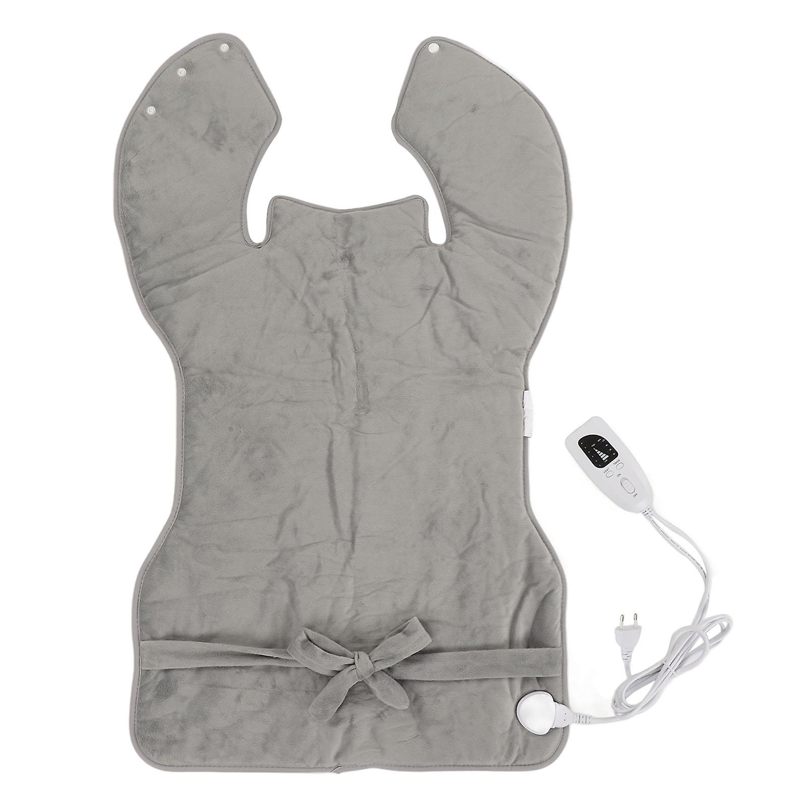 Back Heating Pad, 6 Level Temperature Adjustment, Drapeable Electric Heating Pad, Soft Plush Heating Pad, Silver Grey, EU Plug 220V
