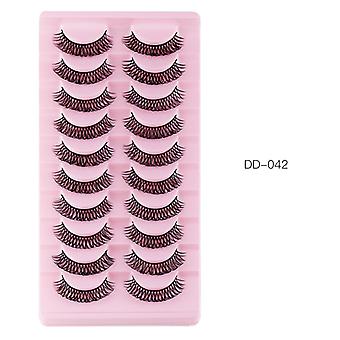 10 Pairs 3d False Eyelashes, Browna Artificial Eyelashes