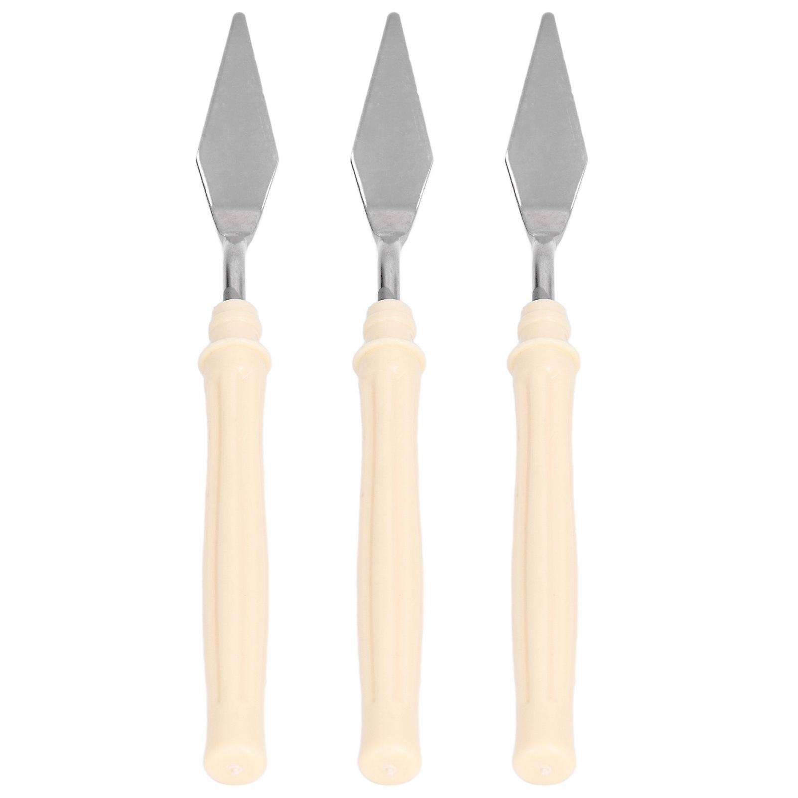 3pcs Palette Knife Multipurpose Hangable Stainless Steel Blade Plastic Handle Oil Painting Palette Knife Tools