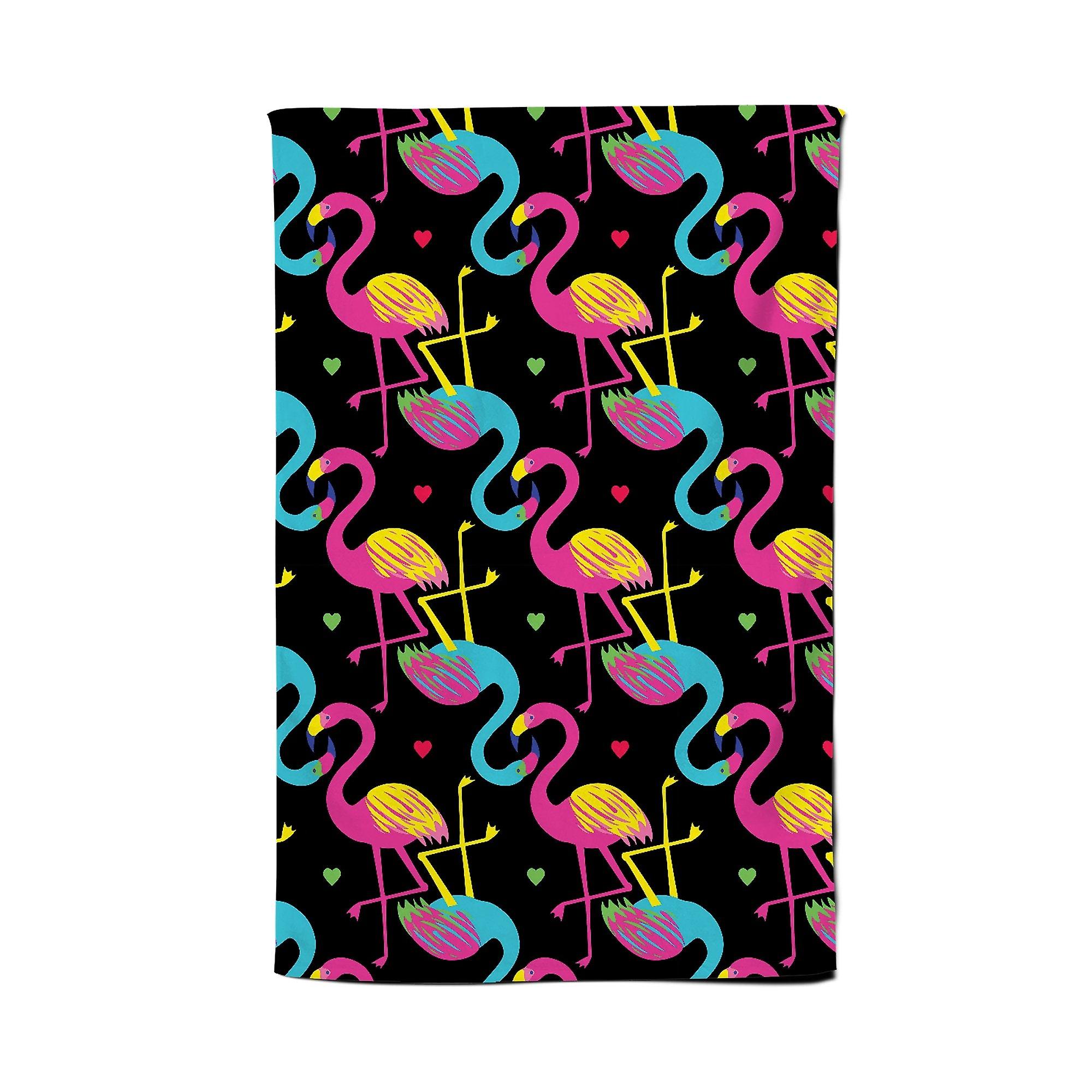 Vivid Flamingo Pattern Tea Towel