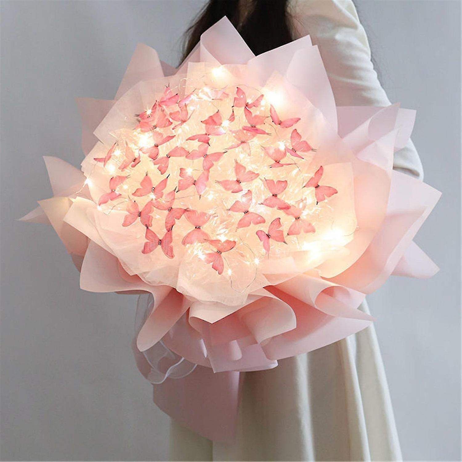 Noul set cadou buchet de flori 33pc fluturi cu lumină led Idei grozave de cadouri pentru Ziua Îndrăgostiților, Bi