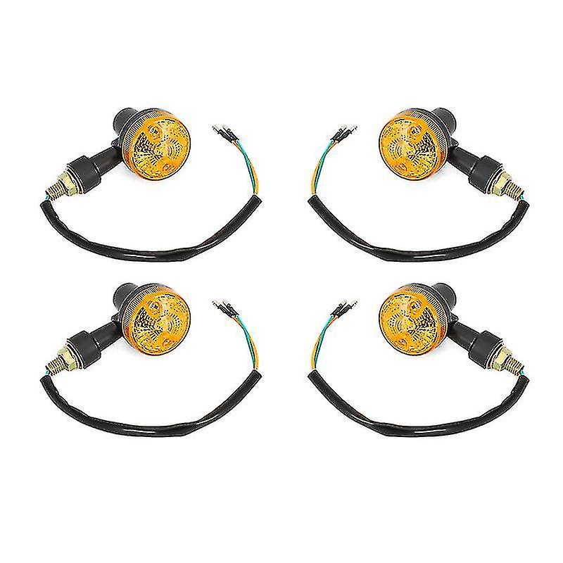 4-Piece 6V Amber Motorcycle Turn Signal Set - LED Blinker Lights With Bullet Connectors