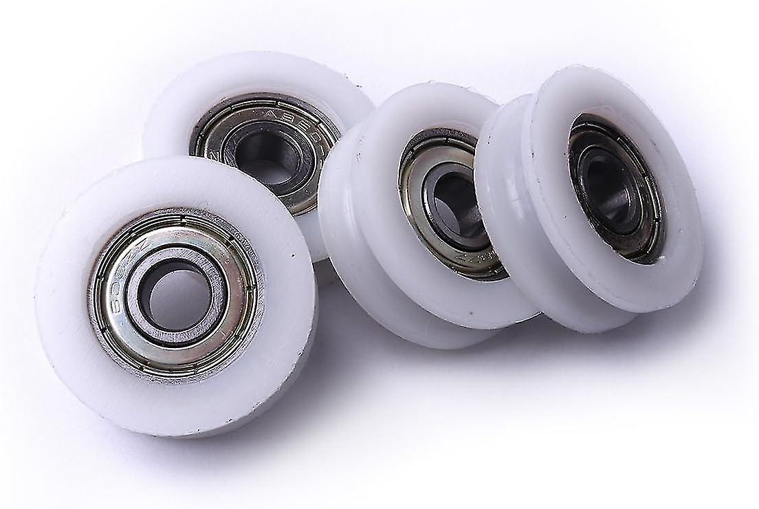 Set of 4 nylon rollers with grooves - for sliding gates, corner bars, drawers - 4*15*6mm