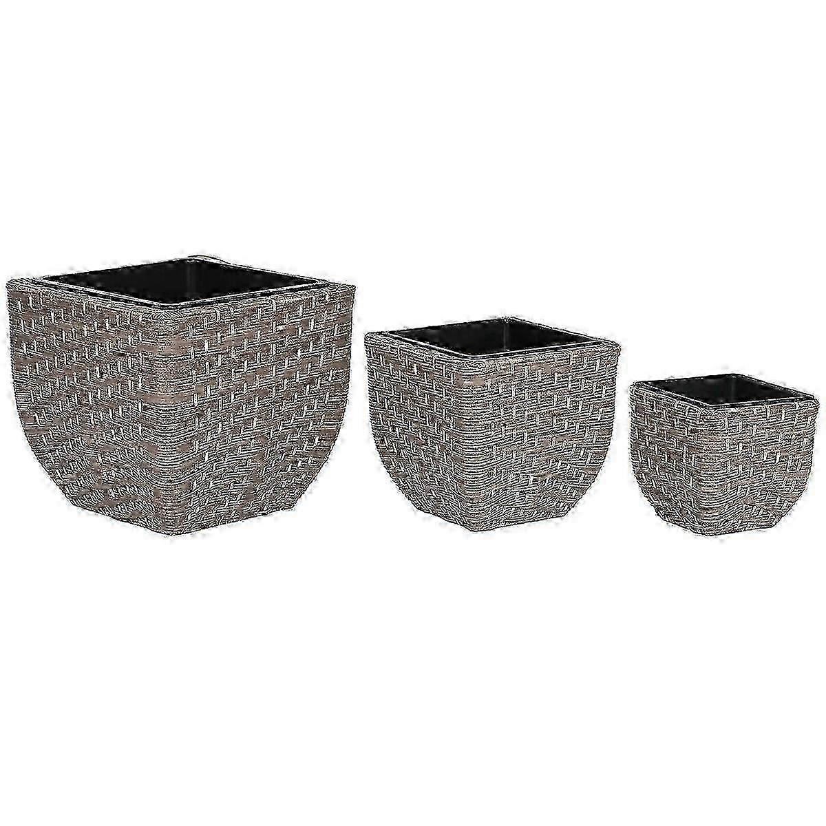 Set of Planters Home ESPRIT polypropylene Rattan 40 x 40 x 36 cm