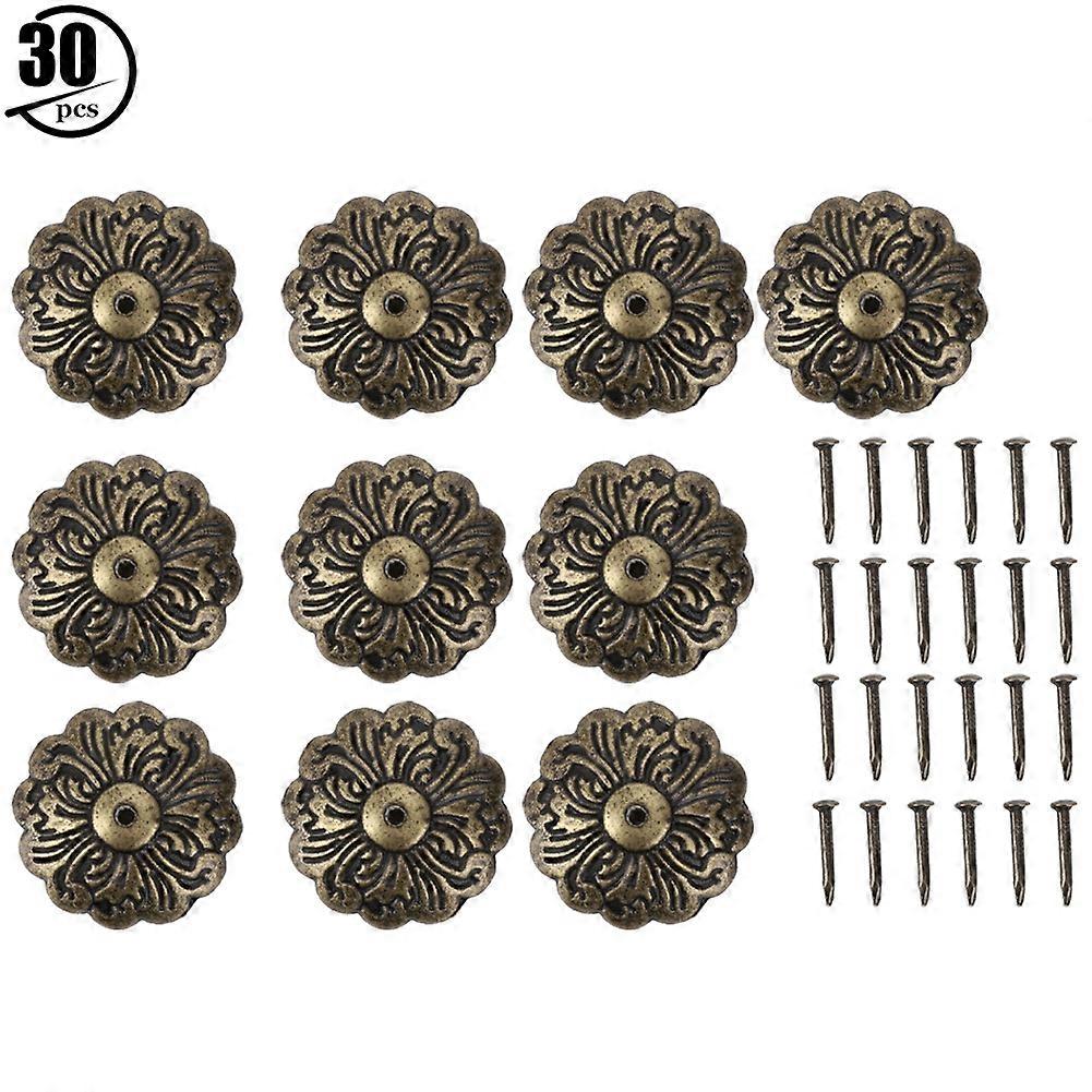30個の室内装飾品ネイルレトロフラワーシェイプシアンブロンズ亜鉛合金家具ハードウェアアクセサリー