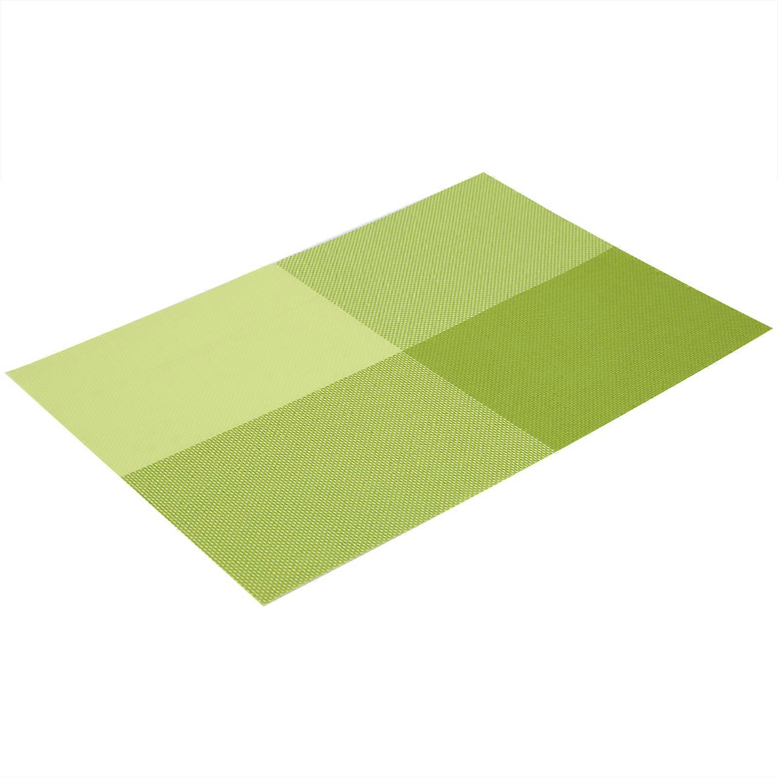 4pcs Rectangle Table Mats for Dining Table Plaid Pattern PVC Dining Placemat  (Green)