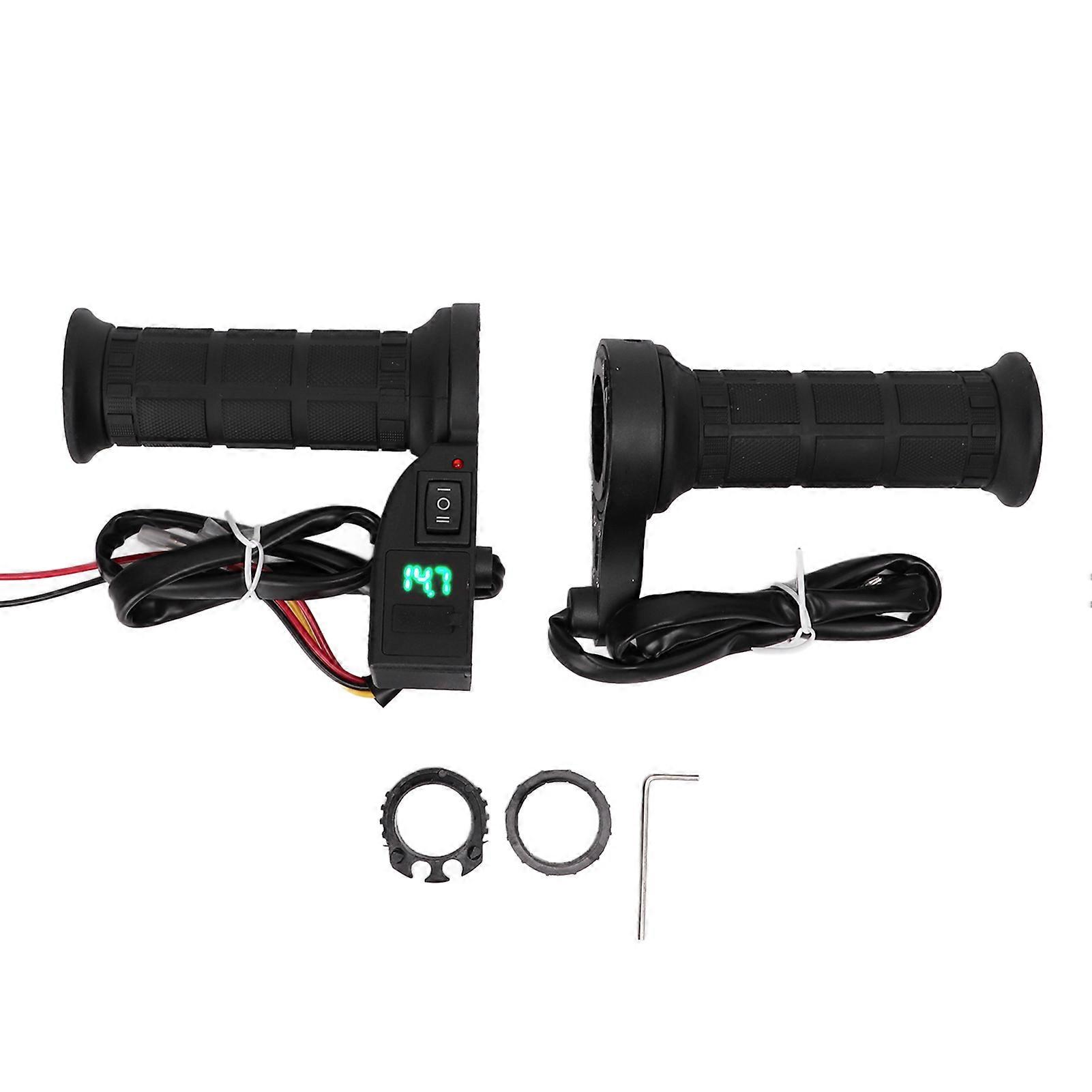 Electric Heated Grips Universal Adjustable Temperature 22mm Handlebar with Voltmeter for ATV MotorcycleGreen NO.93792