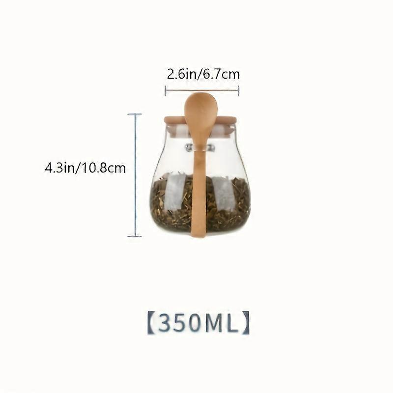 "Stackable" Airtight Glass Storage Jar With Spoon - Perfect For Dry Foods, Nuts & Spices | Multipurpose Kitchen Organizer