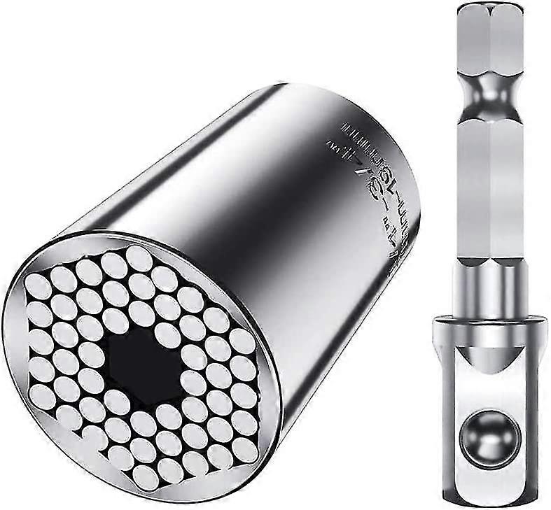 Universal Socket Wrench 7-19mm Multi-function Fastener Universal Repair Tool, Power Drill Adapter Set, Self-adjusts Professional Grip Socket Spanner W