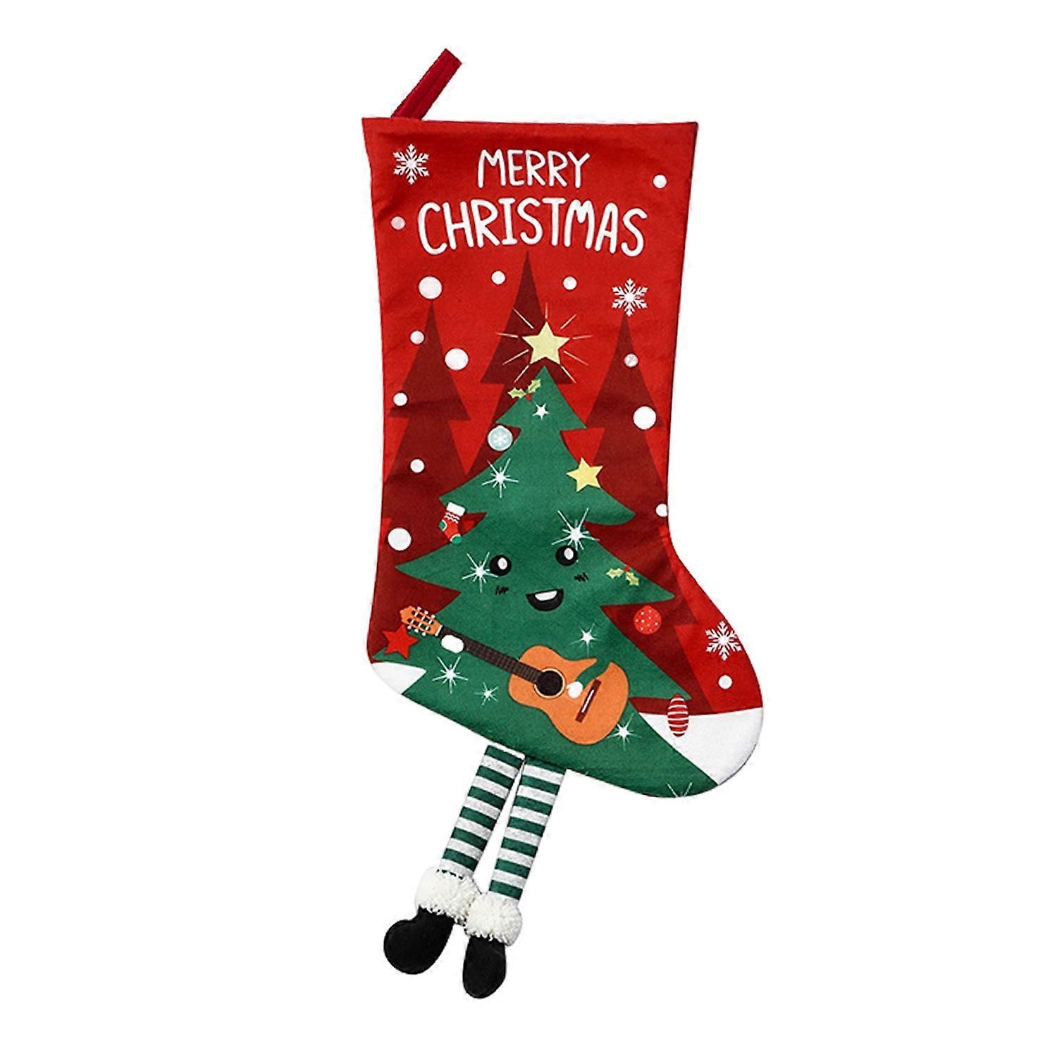 Christmas Stocking Large Capacity Vibrant Color Christmas Style Pattern with Hanging Rope Festive