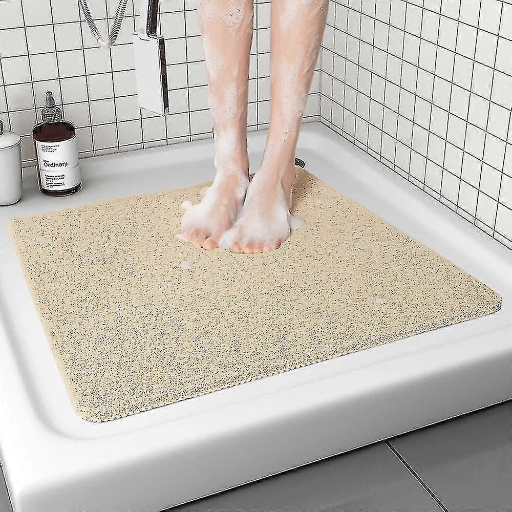 Non Slip Shower Mat, Comfortable Bath Mat For Textured Surface,quick Drying Easy Cleaning Shower Floor Mat Beige 24 X 24inch