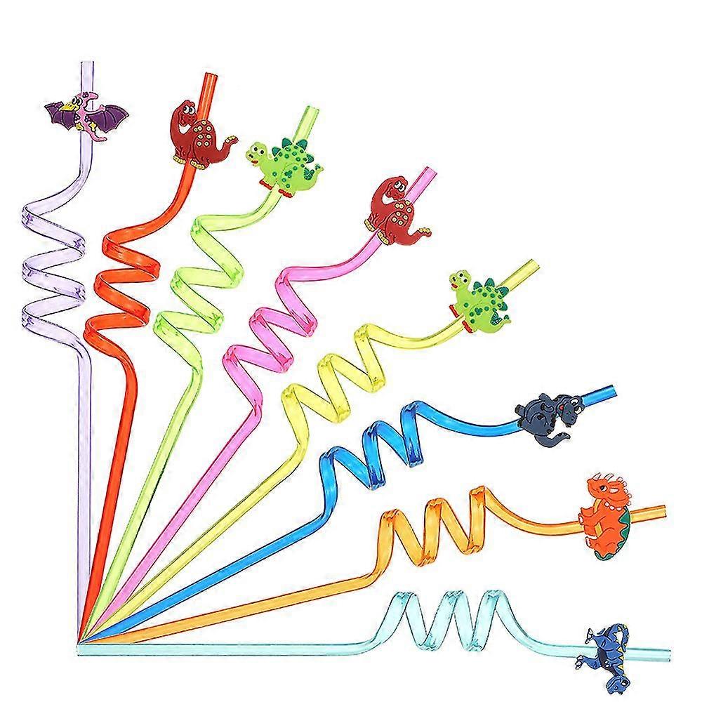 8pcs Reusable Dinosaur Shaped Straws Cocktail Decorating Supplies