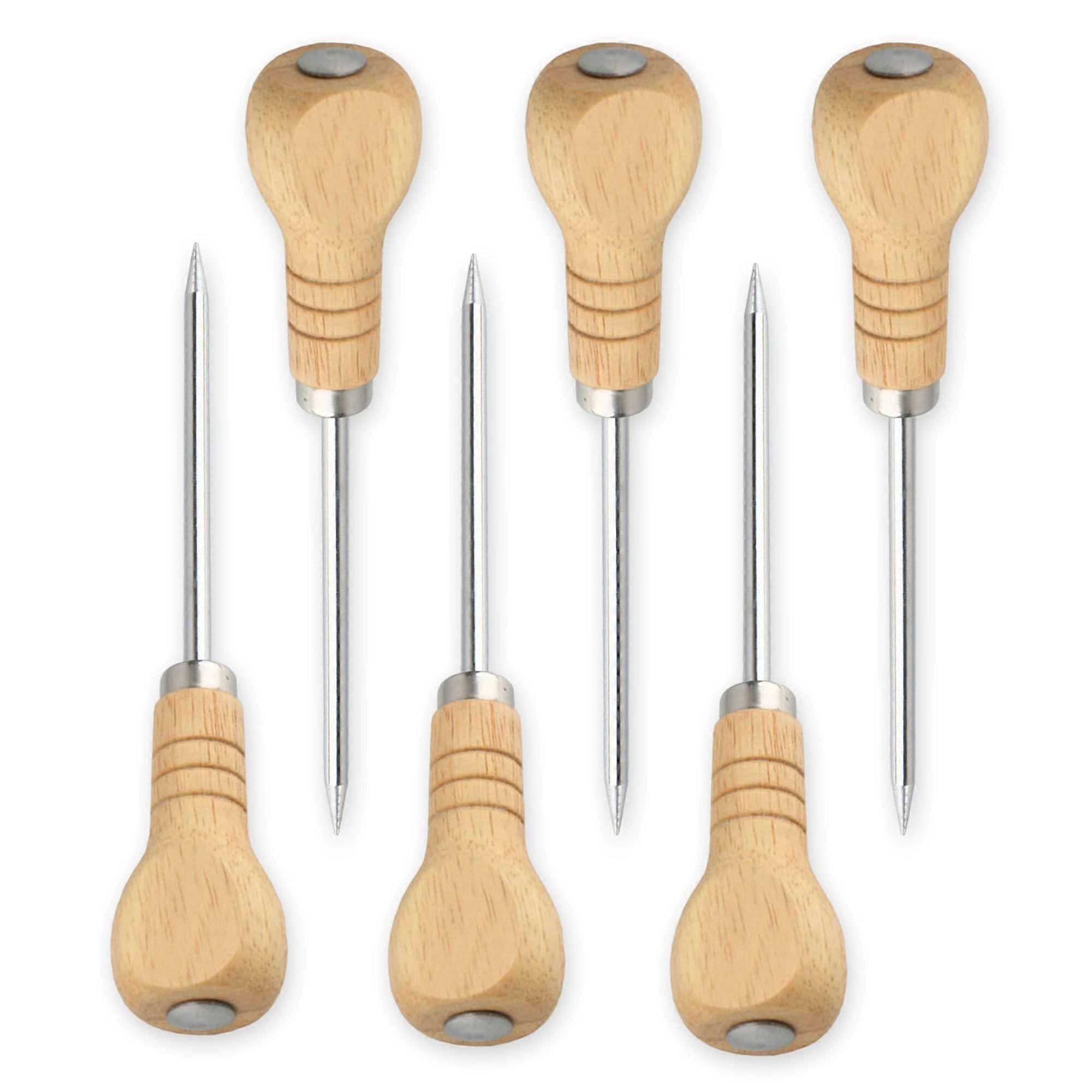 6pcs Ice Pick for Breaking Ice, Stainless Steel Ice Pick Tool with Safety Wooden Handle for Kitchen
