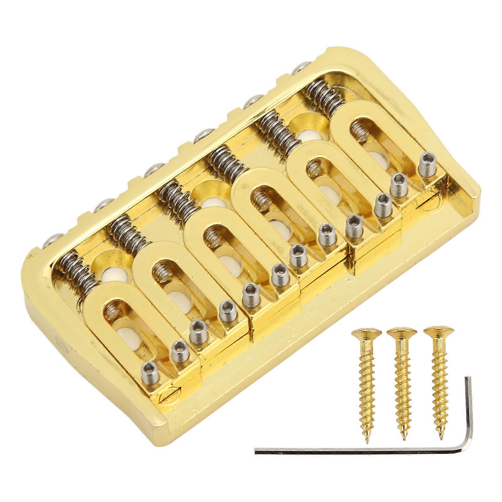 Electric Guitar Fixed Short Bridge Hardtail 6 String Through Body Design Non Tremolo Golden