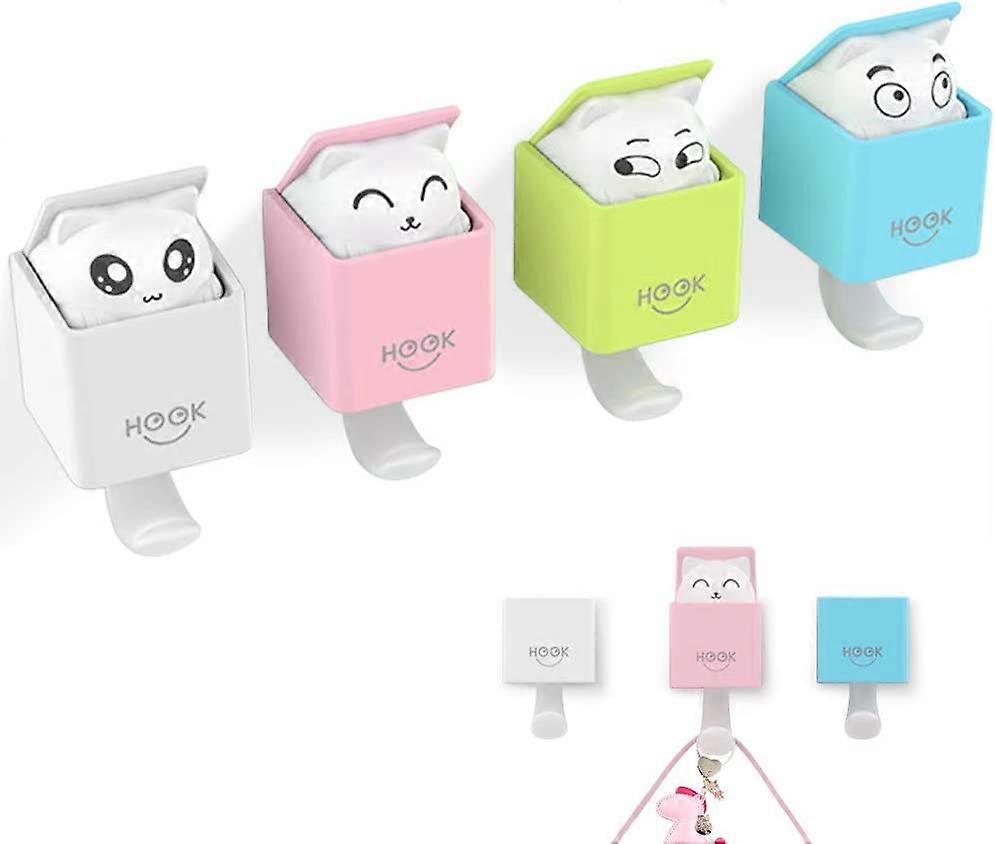 4つの粘着フックのセット、壁、リビングルーム、バスルーム、家の装飾のための漫画アニメ動物粘着フックドアフック
