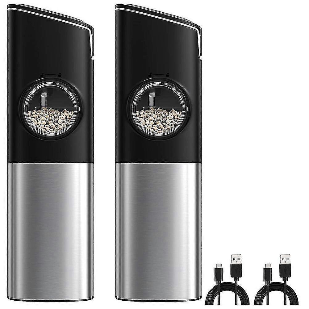 Rechargeable Automatic Salt And Pepper Grinder Set With Safety Switch, Electric Gravity Pepper Grin