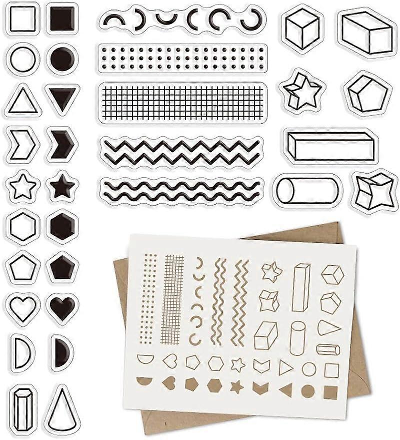 1Sheet Math Geometric Clear Silicone Seals Stamp