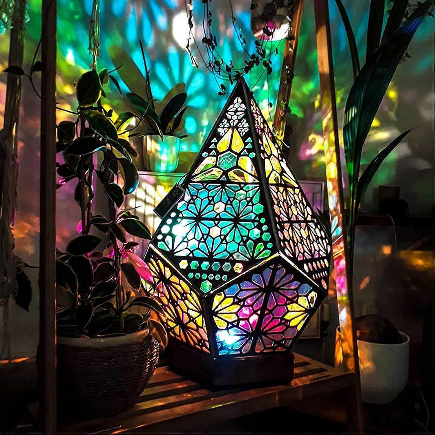 Bohemian Mosaic Starry Sky Floor Projections Lamp Table Bedside Light