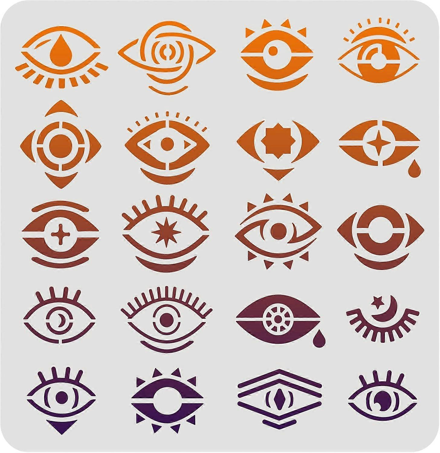 Evil Eye Stencil 11.8x11.8inch Reusable Evil Eyes Pattern Drawing Stencil Devil's Eye Painting Template Eyes Stencil for Painting on Wall Canvas Tile