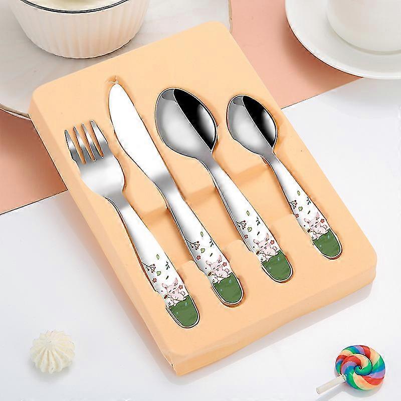 Barnas bestikk sett 4 stykker, barnas bestikk rustfritt stål