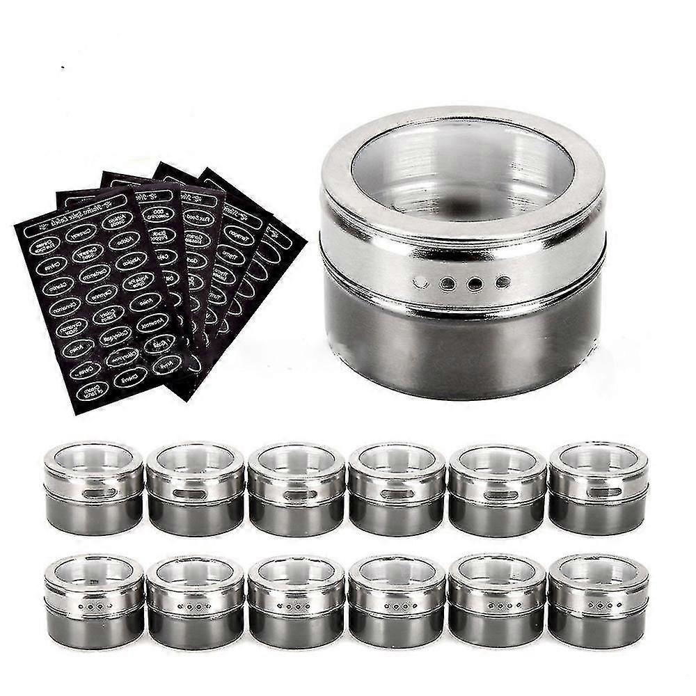 Magnetic Spice Tins And Labels 12 Pcs