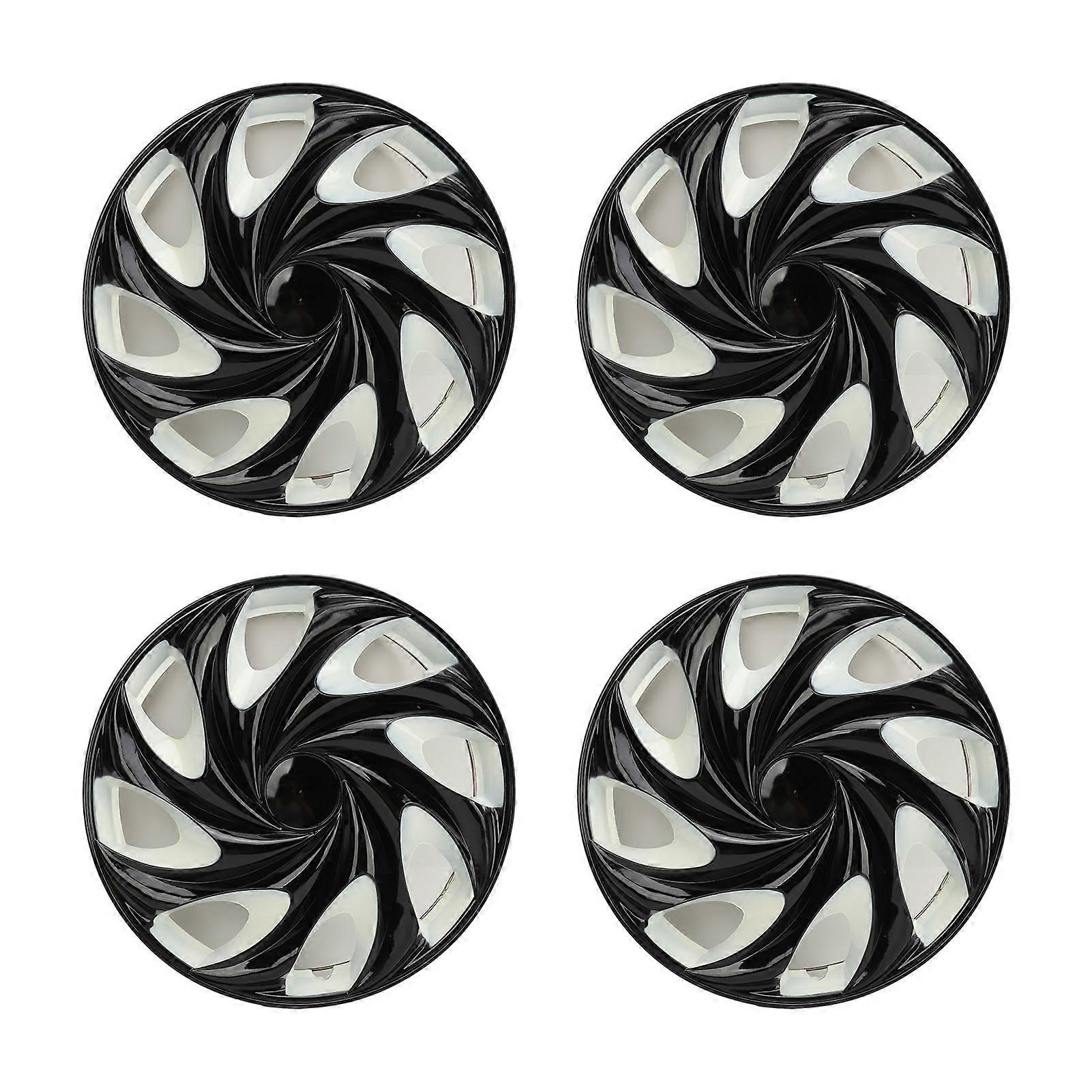 4 قطع محور كاب أسود أبيض سهل التركيب غطاء غطاء محور عجلة واقية لشاحنات السيارات عربات 13 بوصة عجلة فولاذية