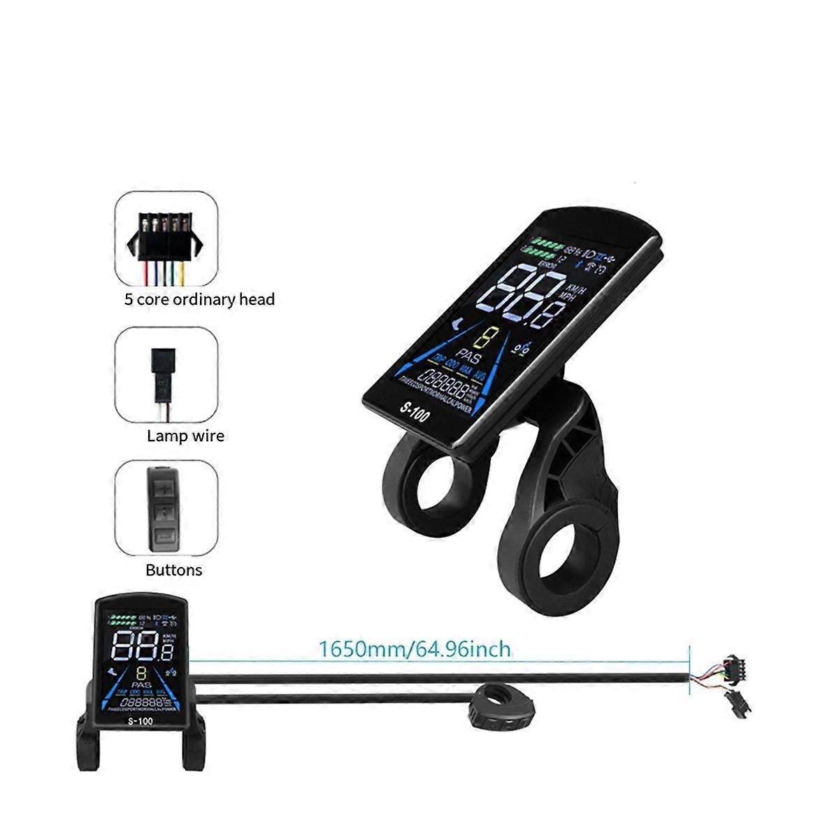 thumbnail image 2 of DHYAWUER H-100 LCD Display For Electric Bike - 24V-72V Speedometer, 5-Pin Connector, Battery Meter 2 of 13