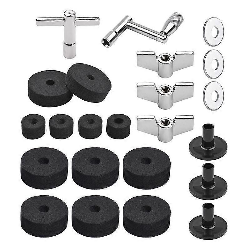 23Pcs Cymbal Replacement Accessories Drum Parts with Cymbal Stand Felts Drum Cymbal Felt Pads Inclu