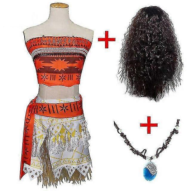 Yetişkin Çocuklar Prenses Vaiana Moana Kostüm Elbiseler Kolye Peruk Kadın Kızlar Cadılar Bayramı Partisi Moana Elbise Kostümleri Cosplay - JA