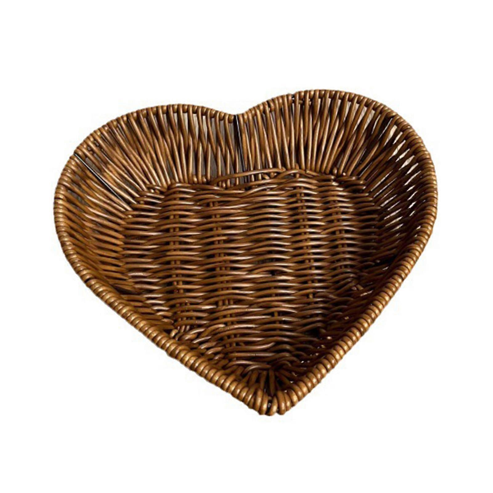 Heart-shaped Simulation Rattan Woven Basket Multi-Uses Desktop Storage Baskets for Home Kitchen
