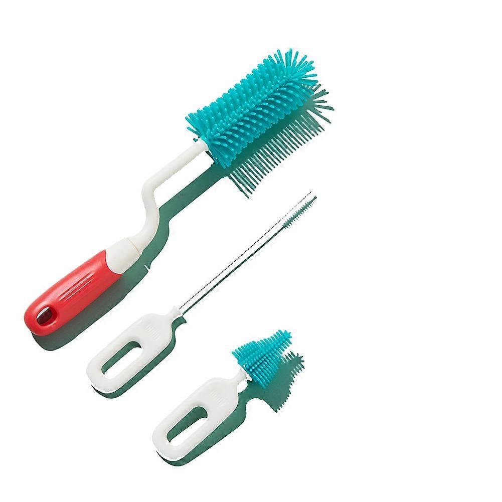 1 ensemble de brosses à biberons en silicone rotatives à 360°, avec support (vertes)
