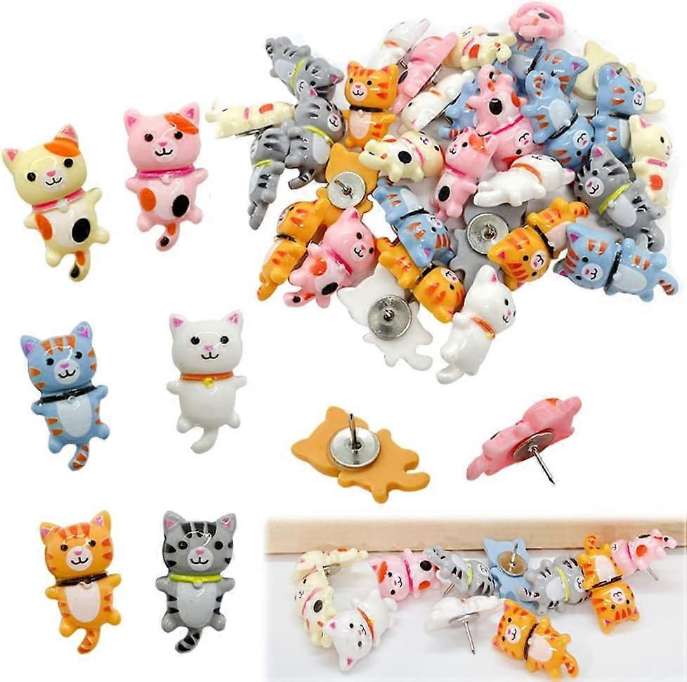 50 pcs Cute Cat Push Pin Decorative Thumb Tacks Animal Push Pins for Photo Wall Maps Memo Note Bulletin Board or Cork Boards Multi-Functional Pushpin 