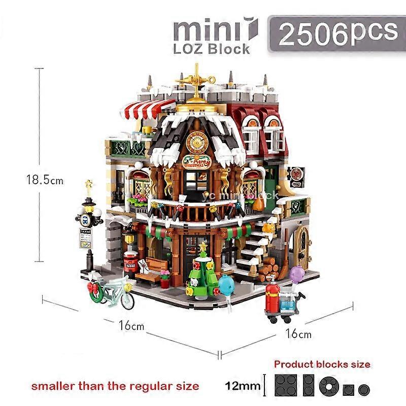 LOZ1054 عيد الميلاد مقهى هاوس المدينة التجول الافتراضي مصغرة الهندسة المعمارية لبنات البناء الأصدقاء متجر الشخصيات الطوب اللعب للأطفال الهدايا