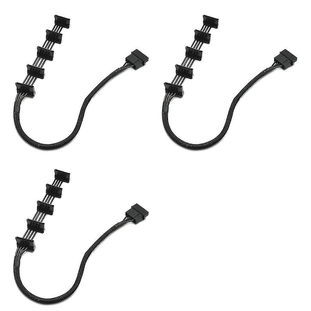3 Pieces Of 4-pin Ide Molex 1 To 5 Sata Power Cord 18awg Black 55 Cm