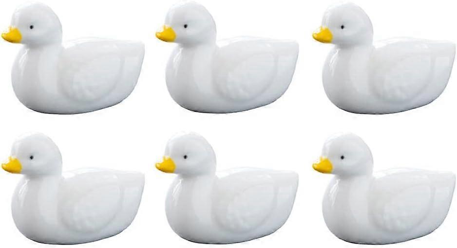 6pcs Ceramic Chopstick Holder Miniature Duck Chopsticks Rest Rack Spoon Fork Holder Rack Reusable Spoon Ladle Pillow Kitchen Gadget for Dining Table D