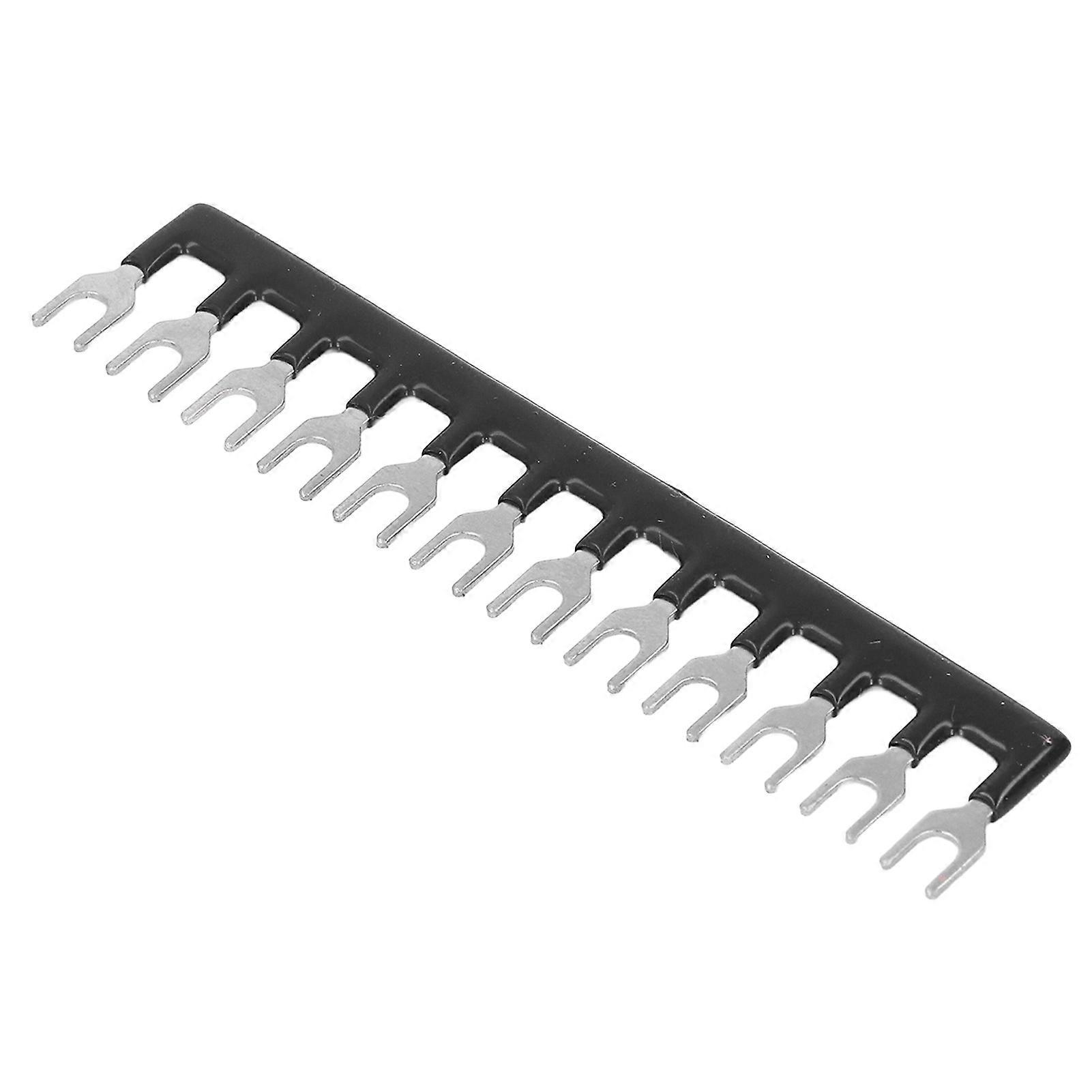 10Pcs Fork Type Terminal 8 Positions Barrier Strips Stripe Block with Pre Insulated 400V 15A Black TB-1512